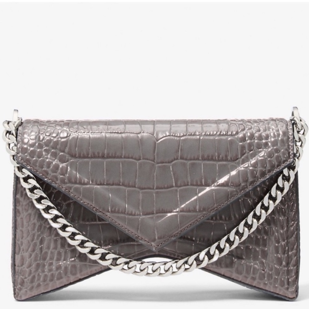 Michael Kors Collection Manhattan Medium Crocodile Embossed Patent Leather Bag